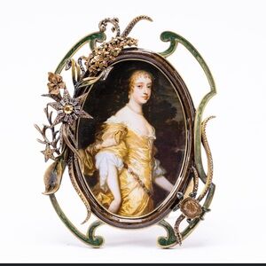 Jay Strongwater Gold and Green Bejeweled Frame